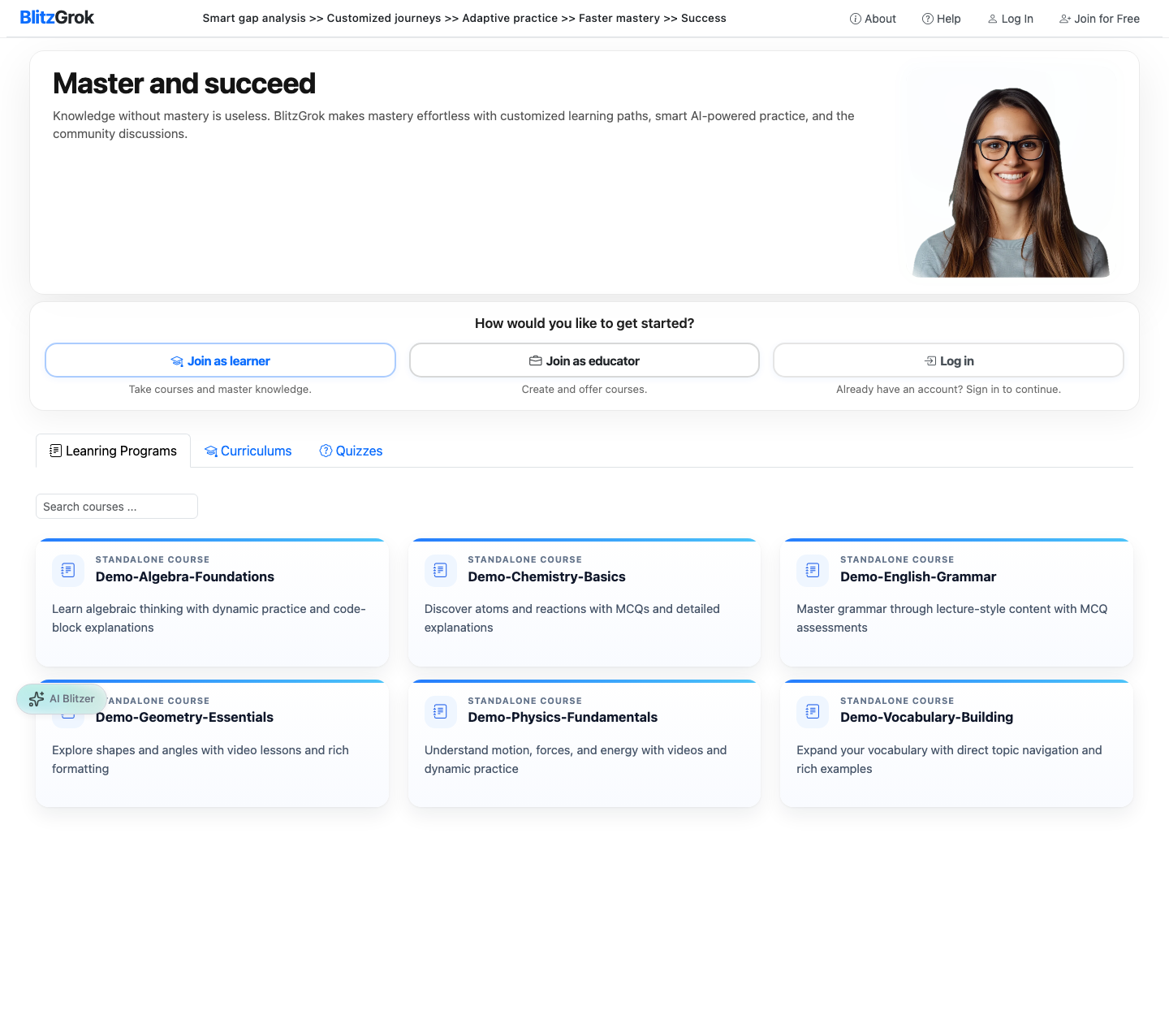 Home page Sign up as Learner
