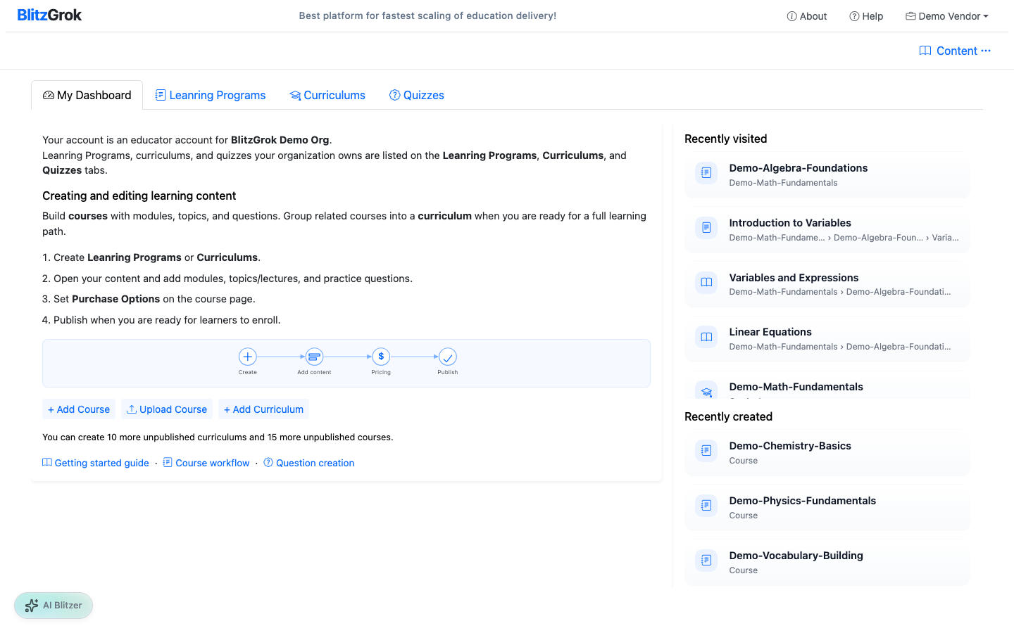 Instructor panel overview